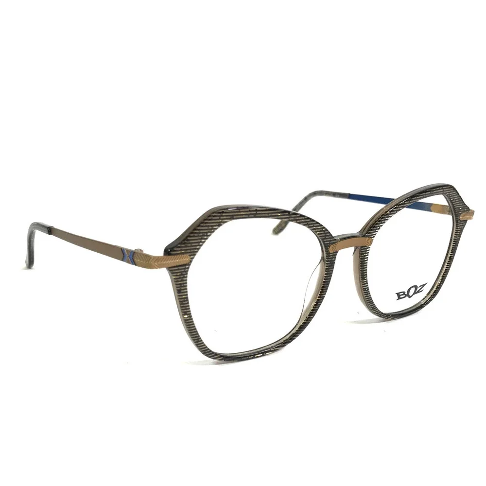BOZ Eyeglasses Frames IXELLE 0020 Brown Blue Striped Matte Gold 53-18-135